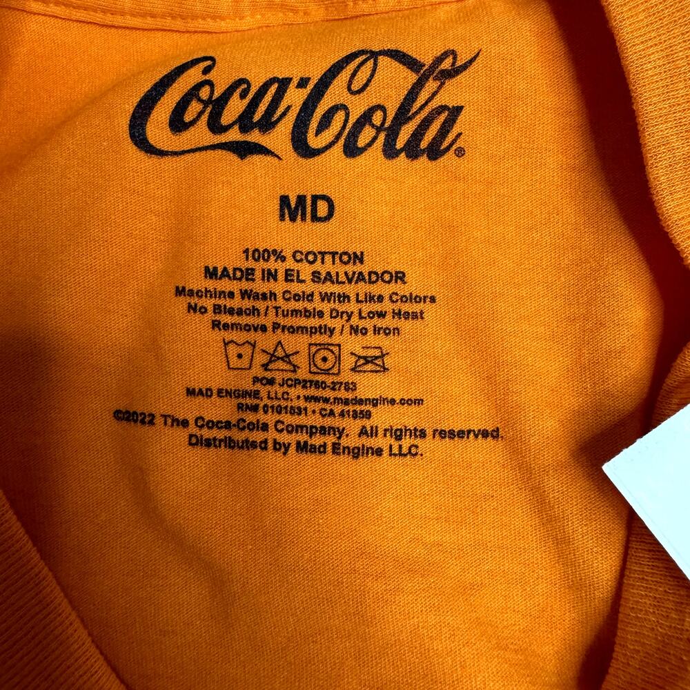 Men's Coca Cola Orange T-Shirt Fanta Soda Pop Short Sleeve Cotton Tee sz Medium - Picture 4 of 5